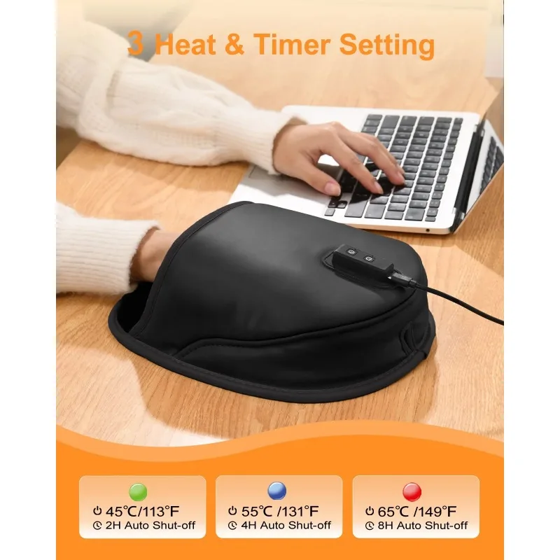 Oatsbasf Leather 5V 2A USB Heated Mouse Pad Hand Warmer 3 Heating Modes 3 Timer Adjustable Winter Gift for Office Home PC User