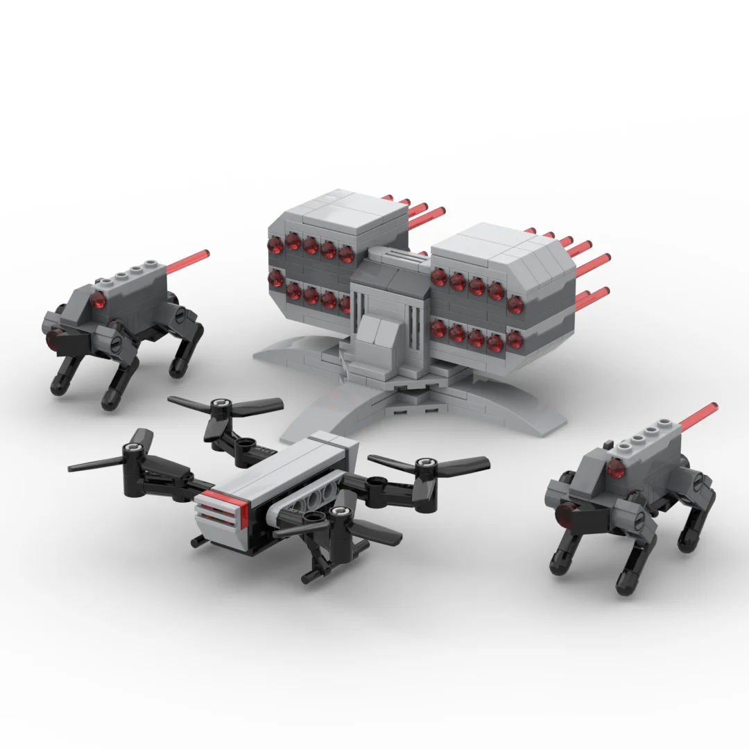 

MOC боевая машина, строительные блоки, механический волк, робот, собака, огнестойкий аккумулятор, пушка, кирпичи, игрушки, подарок для детей