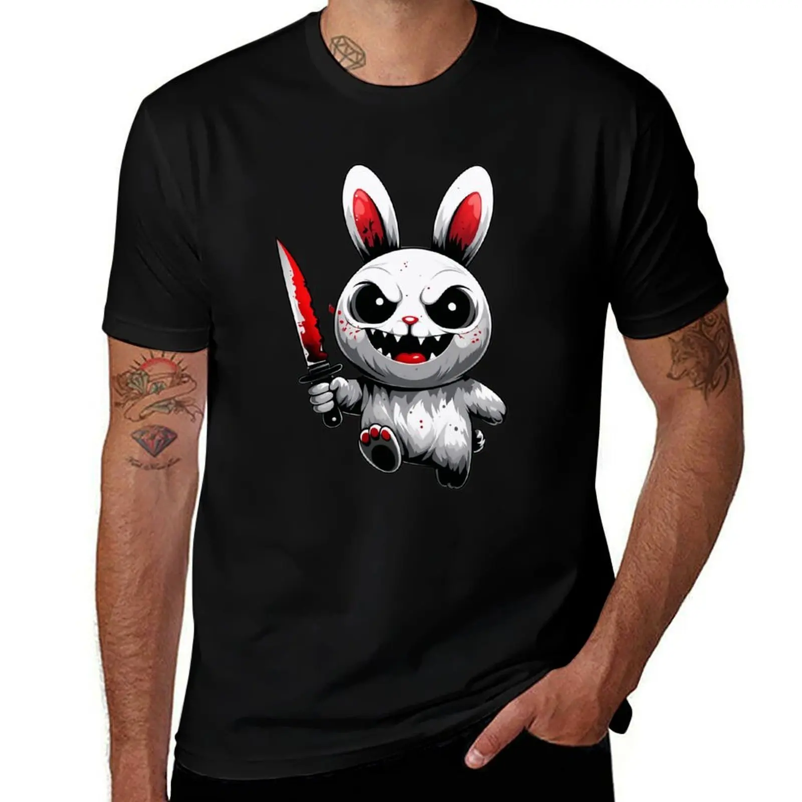 

Cute but Creepy – Ghost Bunny with Knife T-Shirt oversized t shirt customizeds big and tall t shirts for men