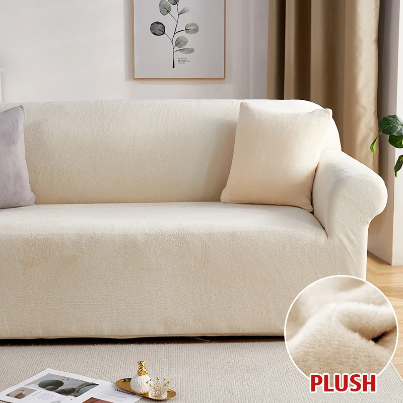 Plush Fabric Sofa Covers for Living Room 1/2/3/4 Seats Elastic Stretch Couch Cover L Shaped Sofa Slipcover Furniture Protector