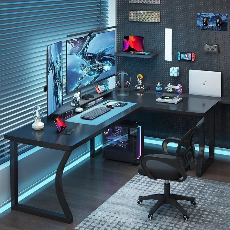 L-shaped corner computer table e-sports table and chairs corner desk bookshelf integrated bedroom home study table desk