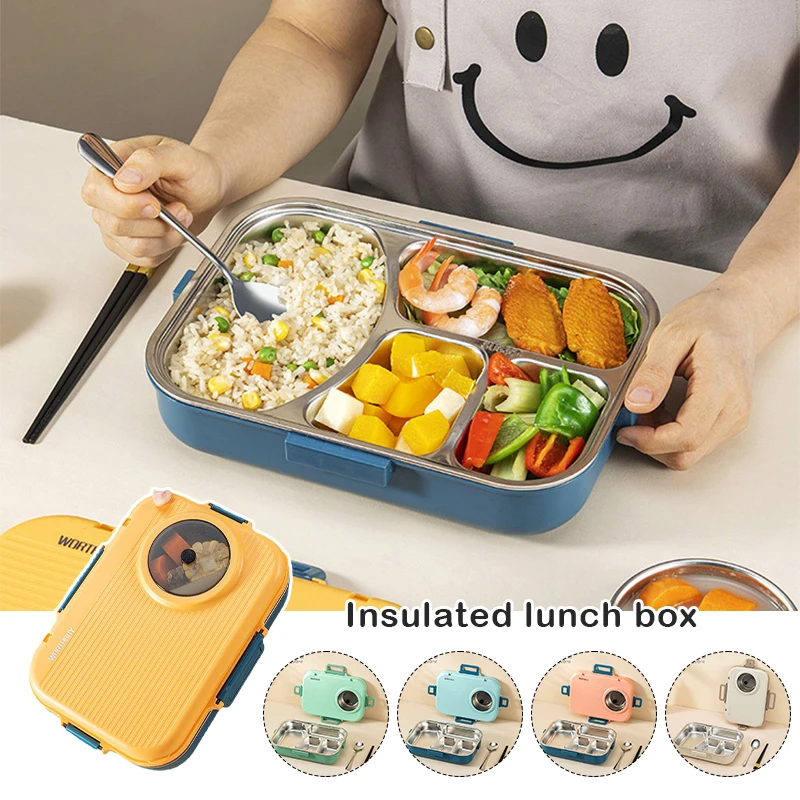 

Stainless Steel Lunch Bento Box Outdoor Picnic Thermal Food Container Soup Bowl Large Capacity Student Split Bento Box