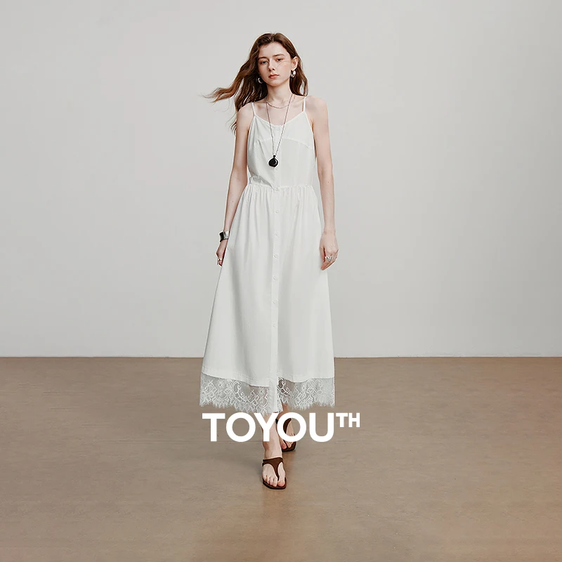 TOYOUTH فستان نسائي 2025 صيف جديد بحمالات ليوسيل بدون أكمام فستان أنيق 8529071