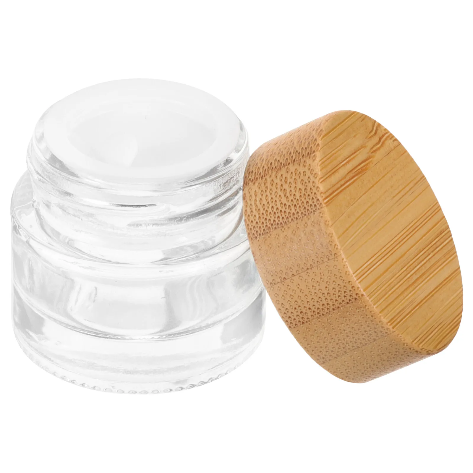 Frascos de Vidro com Tampa de Bambu de 10g, Pequenos Recipientes com Tampas para Cosméticos, Bálsamo Labial, Creme Facial, Armazenamento para Viagem, Recipientes para Esfoliante de Açúcar