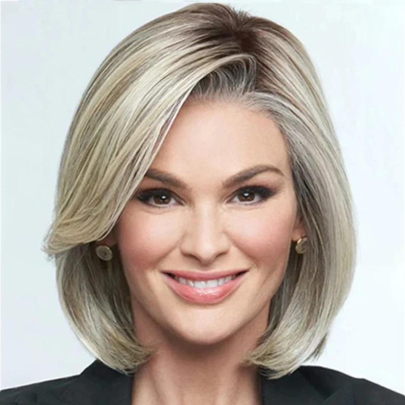 

Женский стильный короткий прямой парик-каре из синтетических волос.