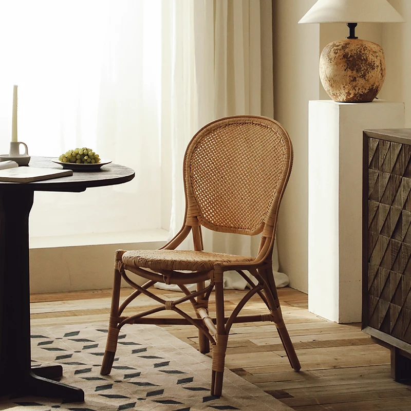 

Natural rattan dining chair, Nordic Japanese simple chair, restaurant homestay, leisure chair, home back chair