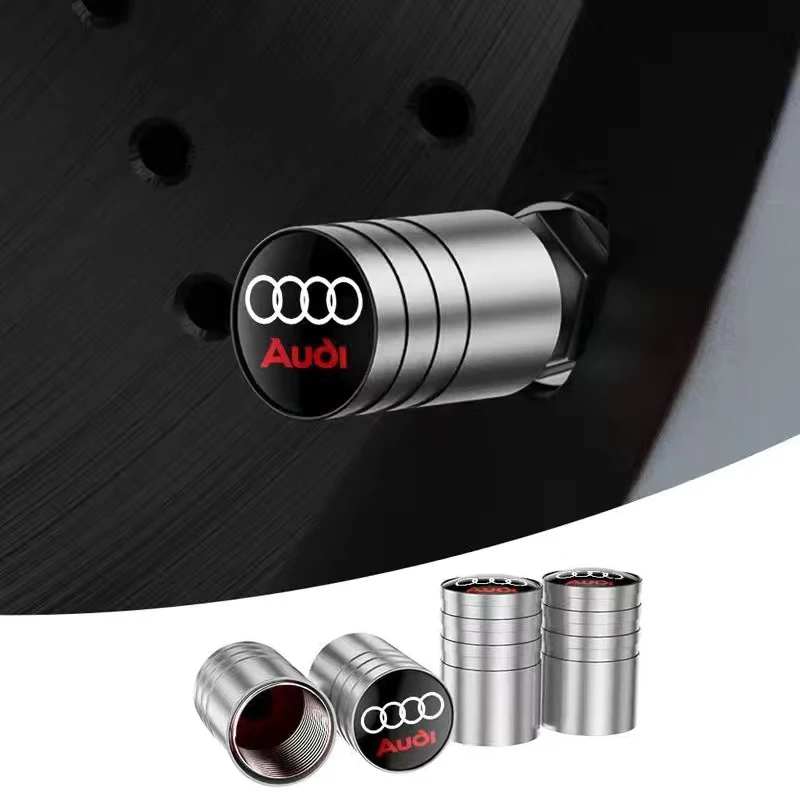 4Pcs Metal Car Wheel Tire Air Valve Caps Stem Covers For Audi A3 A4 A5 A6 A7 A8 Q3 Q5 Q7 A8L S6 S7 Q2L Q5L RS3 RS6 RS4 RS5 RS8