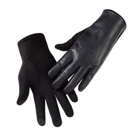 High-quality Men's Leather Gloves Winter Business Windproof Keep Warm Touch Screen Driving Guantes Autumn Male Black Gloves