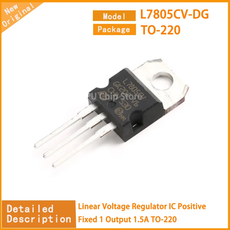 20Pcs/Lot  New Original  L7805CV-DG L7805CV Linear Voltage Regulator IC Positive Fixed 1 Output 1.5A TO-220