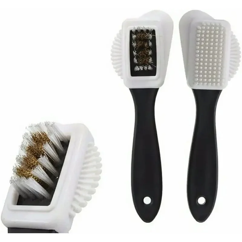 3 Side Cleaning Shoe Brush For Suede Nubuck Shoes Stain Dust Shoes Brush Steel Plastic Rubber Boot Household Cleaner Tools