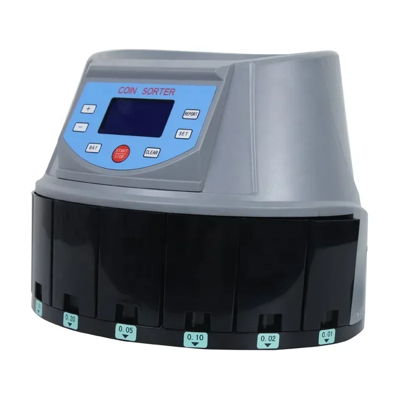 Hot SalesCS-5505 8+1 Channel Value Coin Counter Machine Auto Coin Sorter Electronic Coin Sorter Counter Machine