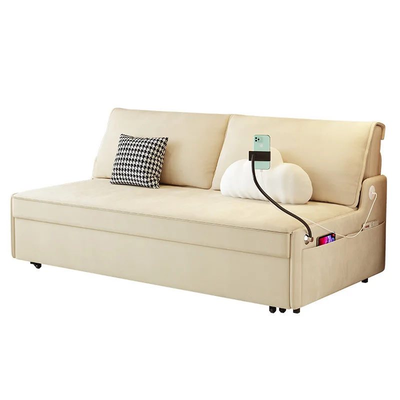 

Folding dual-purpose sofa bed with storage balcony multifunctional sofa bed double simple straight row retractable bed study