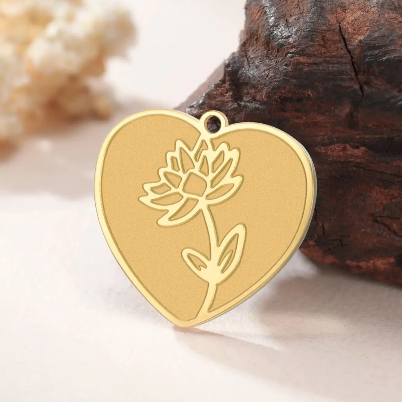 

12pcs Birth Month Flower Heart Shape Charms for Jewelry Making Stainless Steel DIY Accessories for Necklace Bracelet Earrings