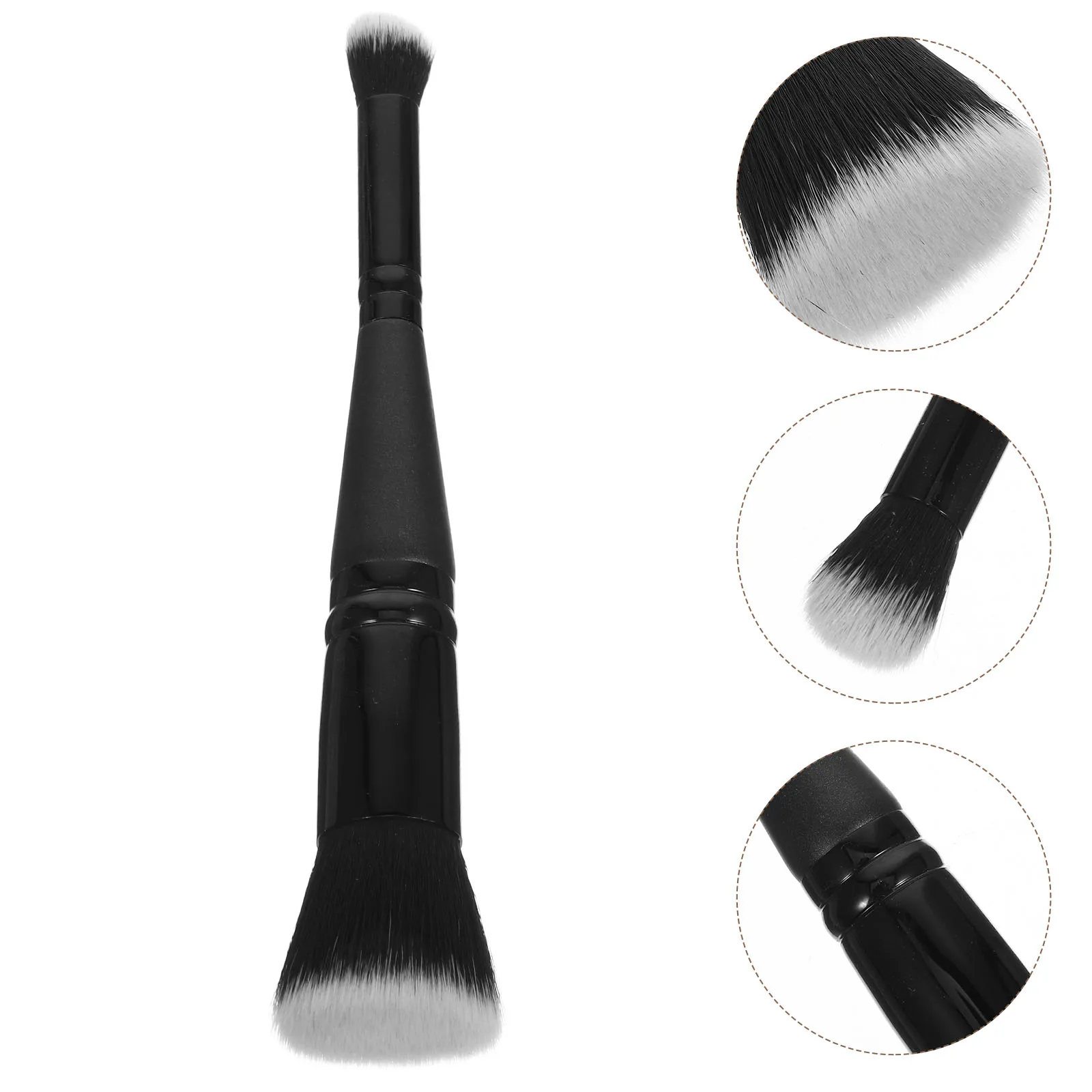 Pennello piatto a doppia testa Correttore Fondotinta Strumento per sfumare il trucco Manico corto Setole in fibra Accessori per la bellezza del viso