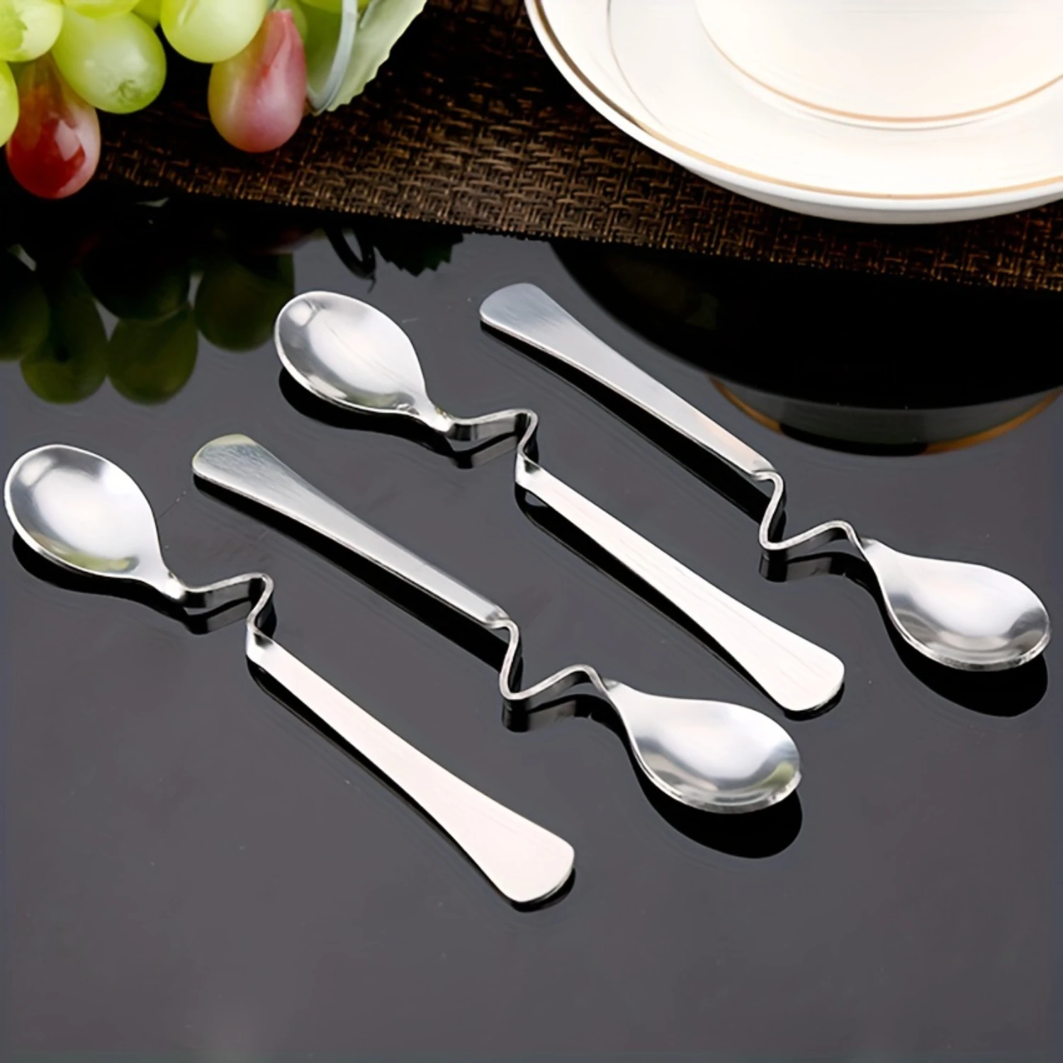 2pcs Twist Design Stainless Steel Small Spoons - Durable, Rust-Resistant, Easy-to-Use Coffee Stirring, Dessert, Ice Cream Spoons