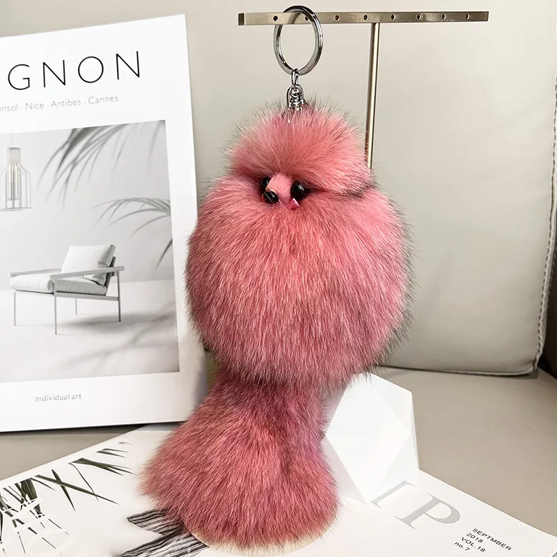 2025 Fashion Cute Fur Little Fox Charm Mobile Phone Keychain Stuffed Animal Key Chains Ring Auto For Women Girls Plush Keychains