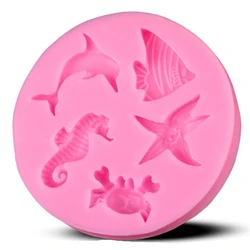 Dolphins Hippocampus Starfish Silicone Mold Chocolate Fondant Cake Decoration Kitchen Soap Tools E041