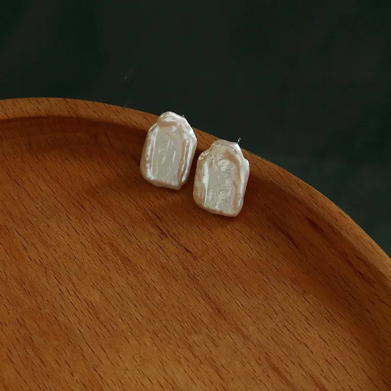 

13*21cm Irregular Big Baroque Freshwater Pearl Stud Earrings for Women Copper Material Fashion Pearl Earrings Jewelry Gift