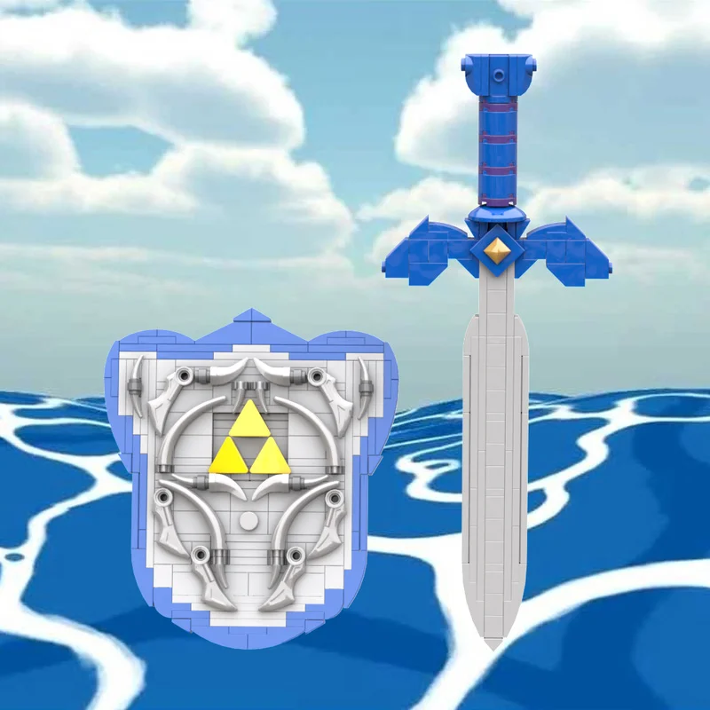 

395pcs MOC Green-Clad Swordsman Hero Master Sword & Mirror Shield DIY Building Blocks Christmas Gift Creative Indoor Decoration