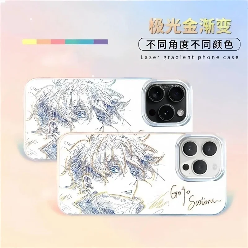 

Japan 3D Anime Gojo Satoru sensei Phone Case for iPhone 12 13 16 15 14 11 17 Pro Max Plus 17ProMax Jujutsus Kaisens Laser Cover