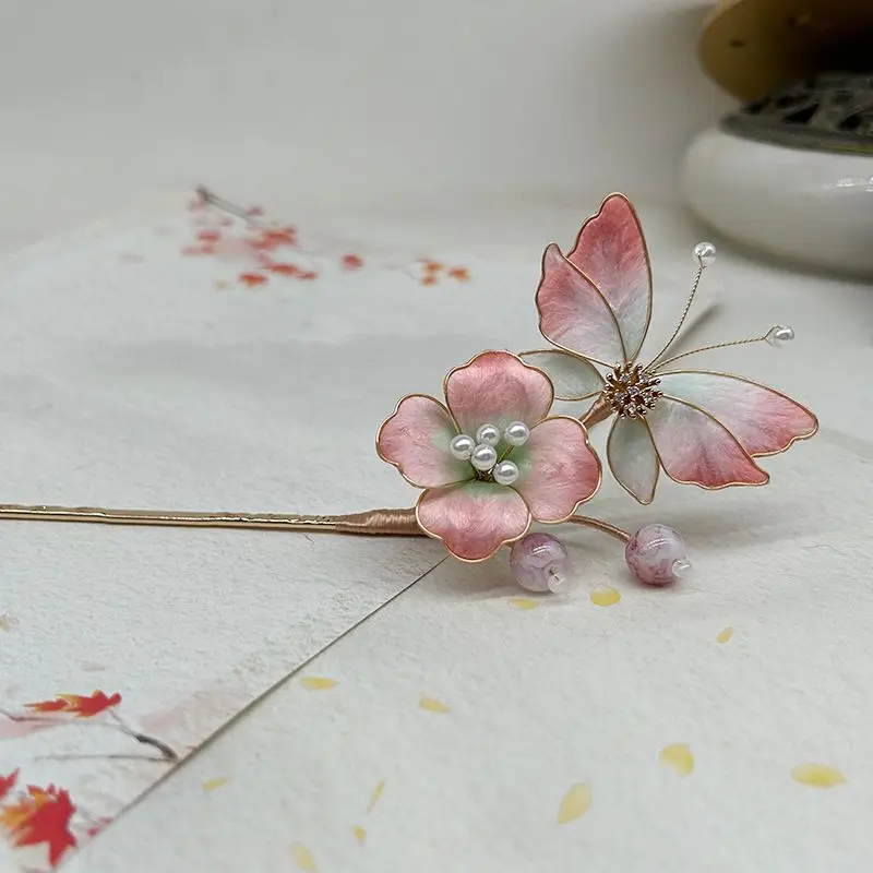 Silk Edelweiss Intangible Cultural Heritage Craft Silk Hairpin Ancient Jewelry Headdress Hairpin