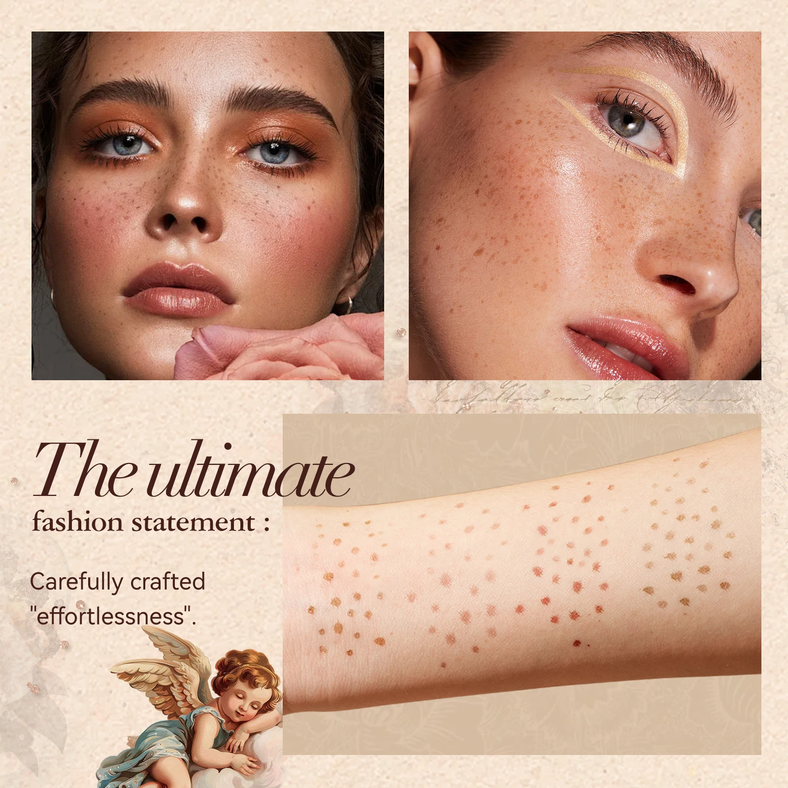 Heart Silicone Faux Freckle Stamp Pen, Waterproof Quick‑Drying Smudge Resistant Face Dot Marker, Natural Fake Freckle Makeup
