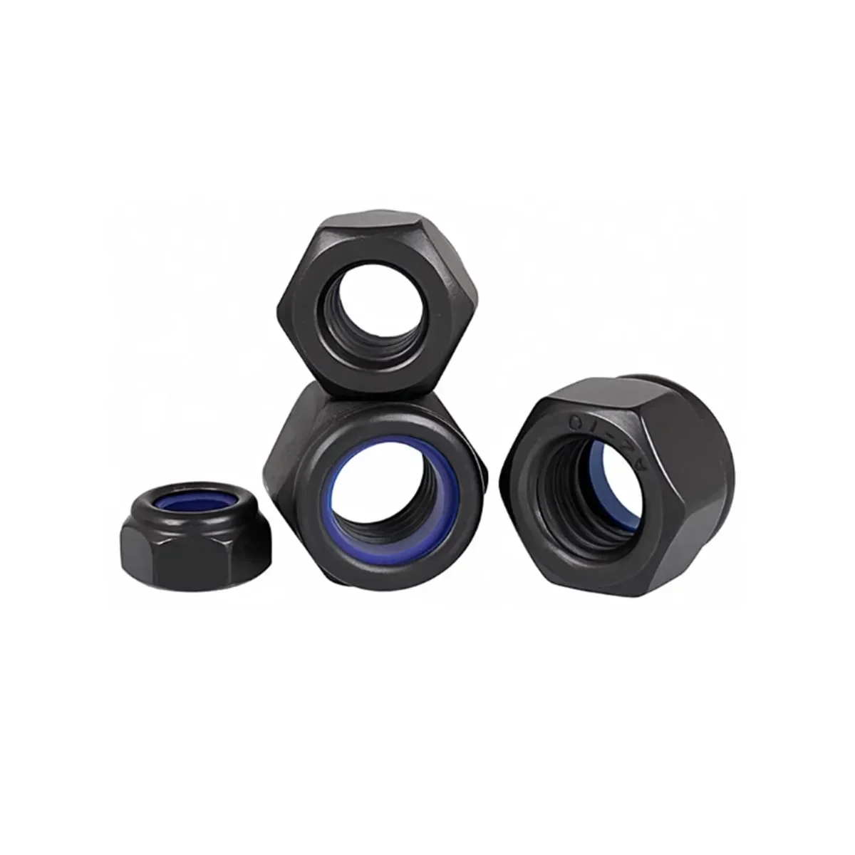 Black 304 Stainless Steel Hexagonal Nylon Anti Loosening Nut Anti Slip Self-Locking Nut M2M3M4M5M6M8M10M12M16M20