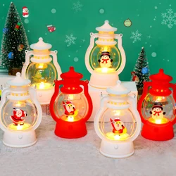 Santa Claus Lantern Light LED Night Light Christmas Hanging Ornaments Portable Lantern Lamp Xmas New Year Party Home Decoration