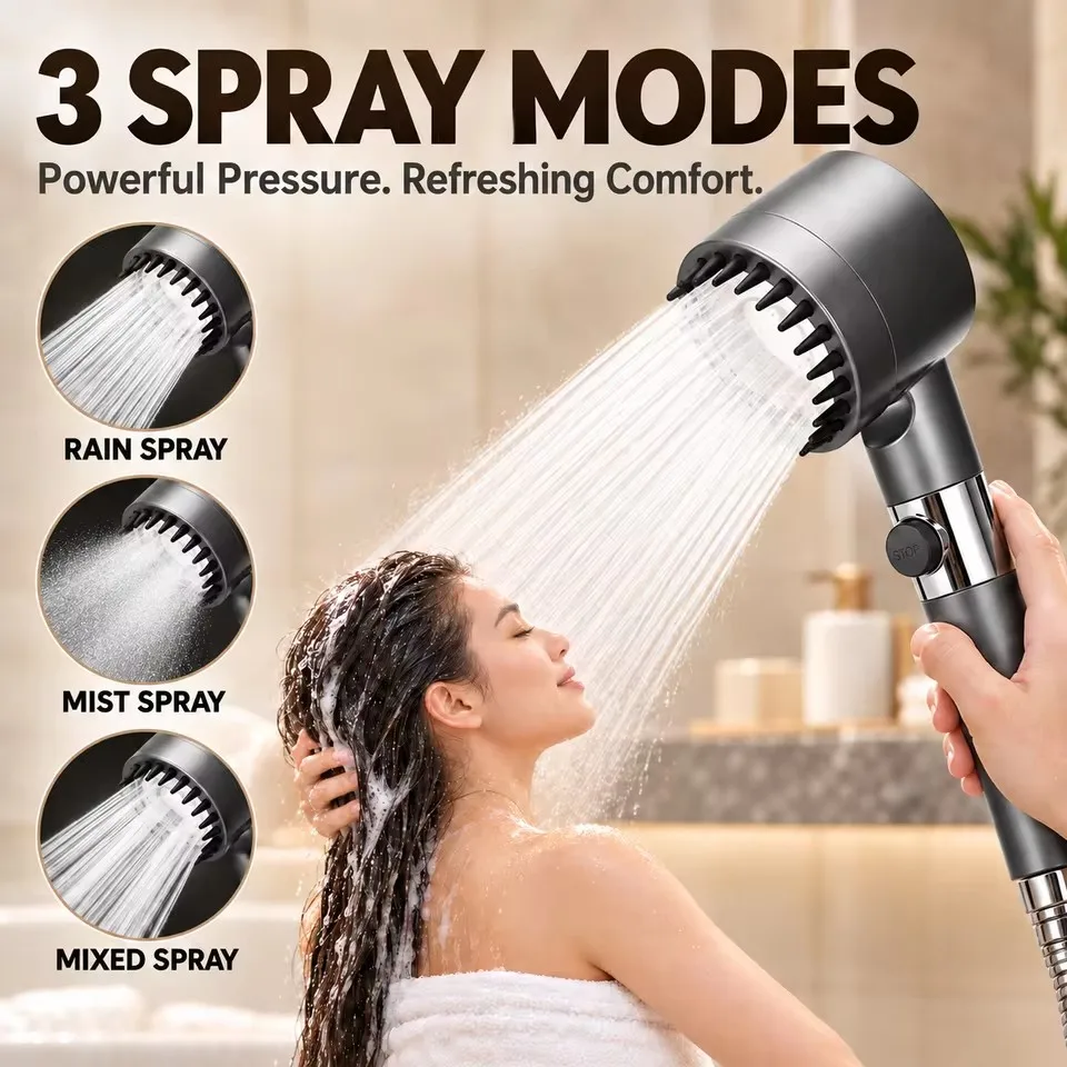Three Speed Adjustment Bathroom Supplies Head Massage Portable Shower Filter Showers for Bathroom Accessories Showerhead Items