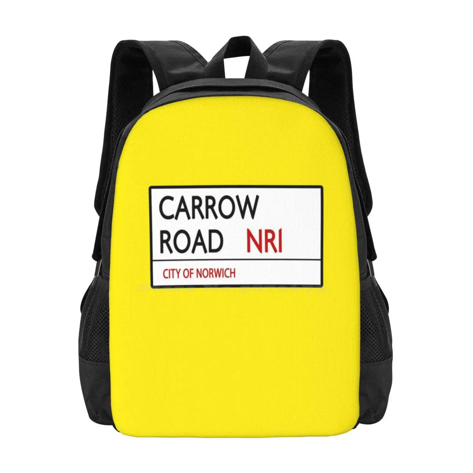 Carrow Road Street Sign-Norwich 3D Print Design Backpack Student Bag Football Club Ncfc Soccer Norfolk Carrow Road Retro Street