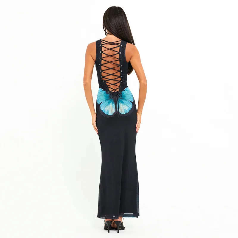 

Beach Dress Long Female Outfits Swimsuit 2024 Cover Ups For Swimwear Women Bathroom Ladies New Sexy Butterfly Backless Strapless