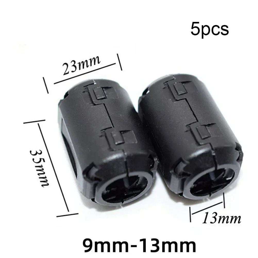 Filtro de ferrite anti-interferência, 5 peças para cabo núcleo de ferrite clipe de estrangulamento emc diâmetro interno 3.5/5/7/9/13mm filtro de desmagnetização