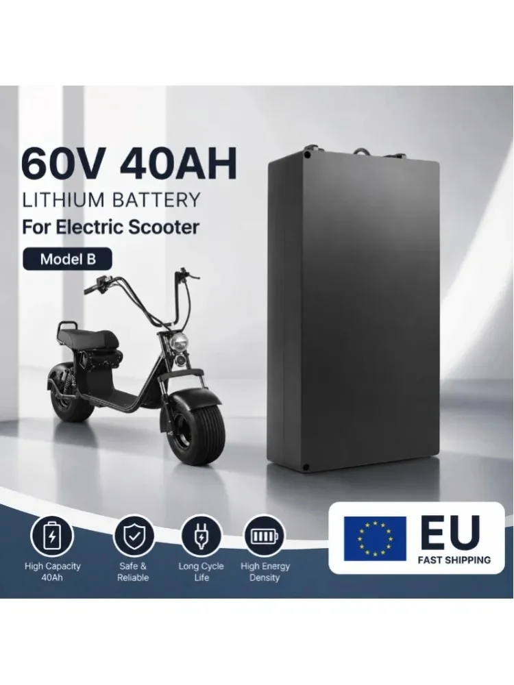 60V 20Ah 30Ah 40Ah Lithium-Akkupack mit integriertem BMS für Citycoco Fat Tire Elektroroller 500W-2000W, 67,2V 2A Ladegerät inklusive, EU-Lager Schneller Versand
