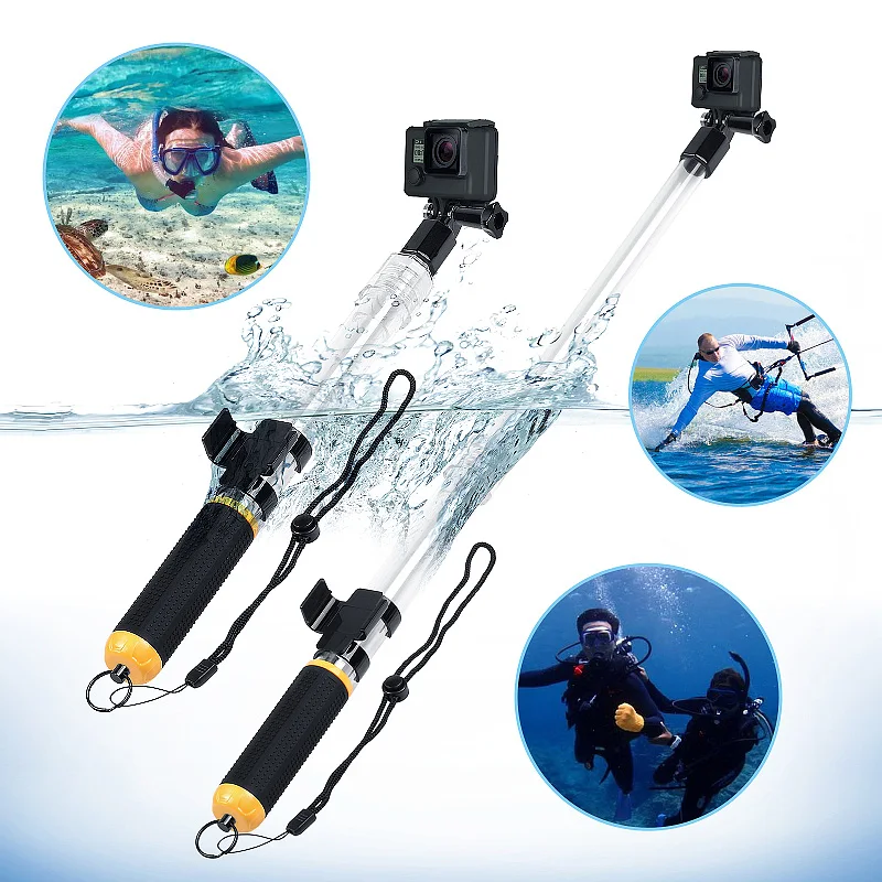 HONGDAK Telescopic Waterproof Monopod Transparent Selfie Stick Tripod Diving Pole for GoPro 11 10 9 8 7 6 Insta360 Osmo Action