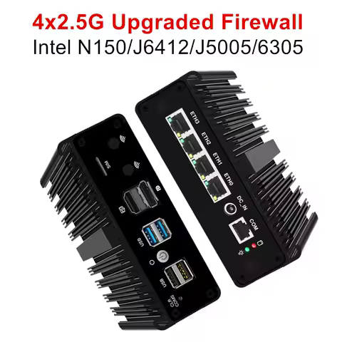 Topton New Intel N150 Firewall Computer J6412 J5005 6305 4x2.5G i226 LAN Industrial Fanless Mini PC pfSense OPNsense Home Server