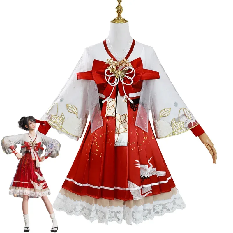 Игра Naraka: Bladepoint Kurimi, карнавальный костюм, красное платье в китайском стиле, парик Лолиты с бантом, женские сексуальные милые костюмы для вечеринок; 2k,j'