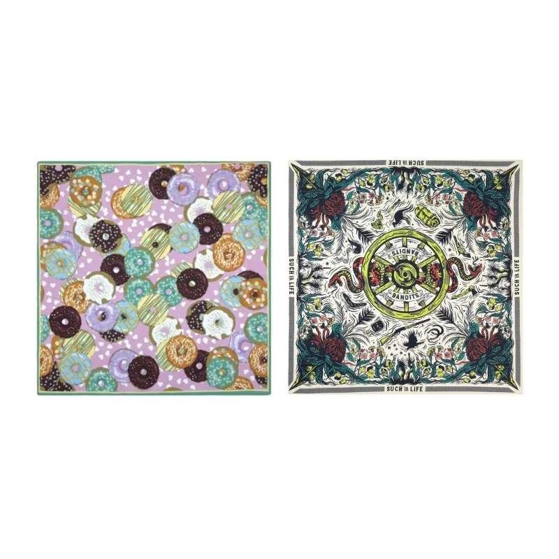 21 ''Exquisite Donuts Patroon Haar Sjaal Hip Hop Tulband Vrouwen Hoofd Wrap Haaraccessoires Punk Tulband Vierkante Drop Shipping