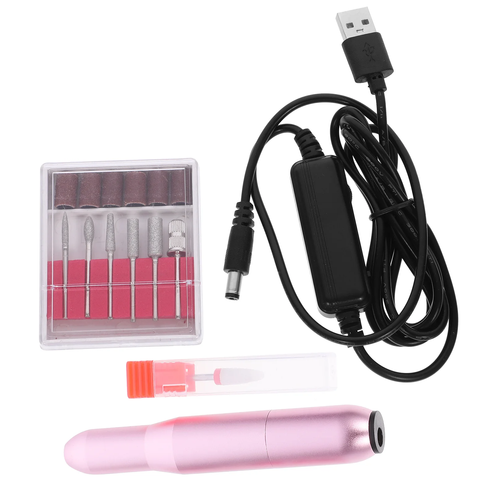 1 set premium elektrische nagelboorset, draagbaar manicurehulpmiddel voor professioneel gebruik, roestwerend, stevig, 5 slijpkoppen