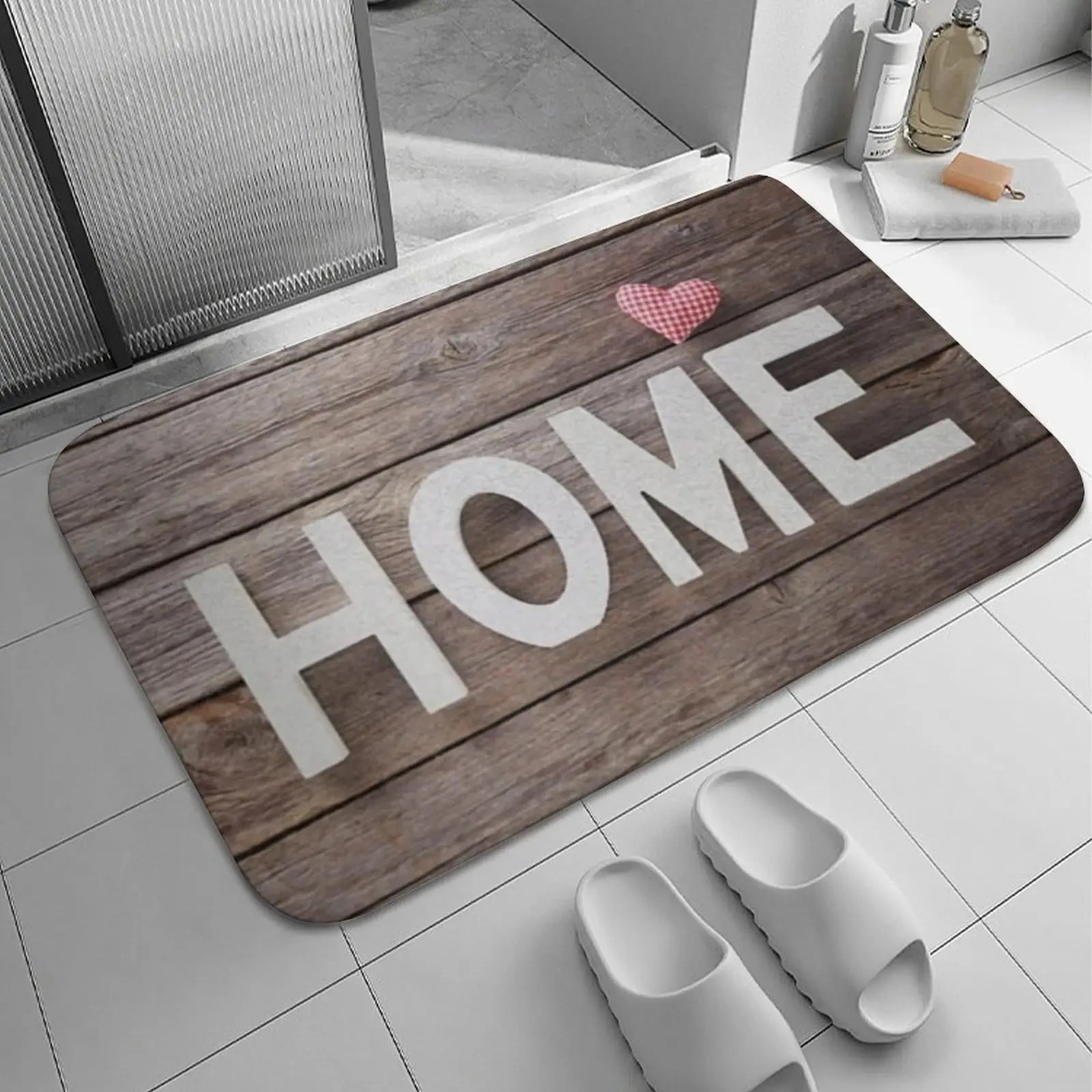Funny Home Area Rug Washable Non Slip Soft Brown Welcome Patterned Front Doormat for Bathroom Home Entry Way Decoration