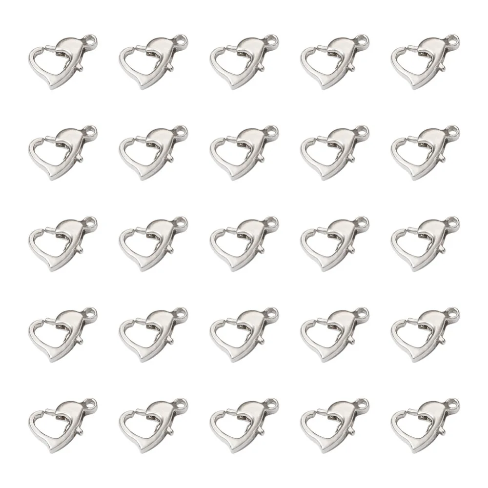 

100pcs Alloy Heart Lobster Claw Clasps for jewelry making DIY bracelet necklace Keychains Links Accessories,12x8x3mm,Hole:1.2mm