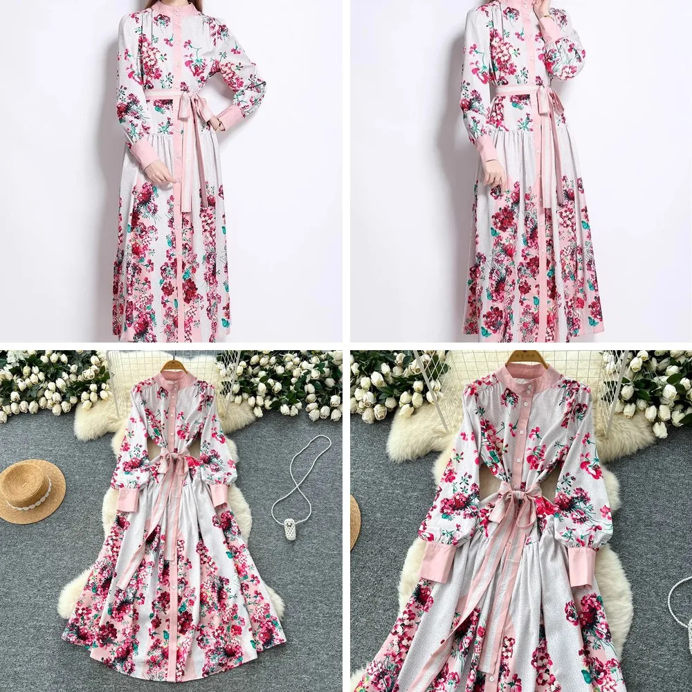

Elegant Floral Maxi Dress for Women, Loose Fit Long Sleeve Shirt Dress A-Line Casual Vestidos (Character Count: 78)