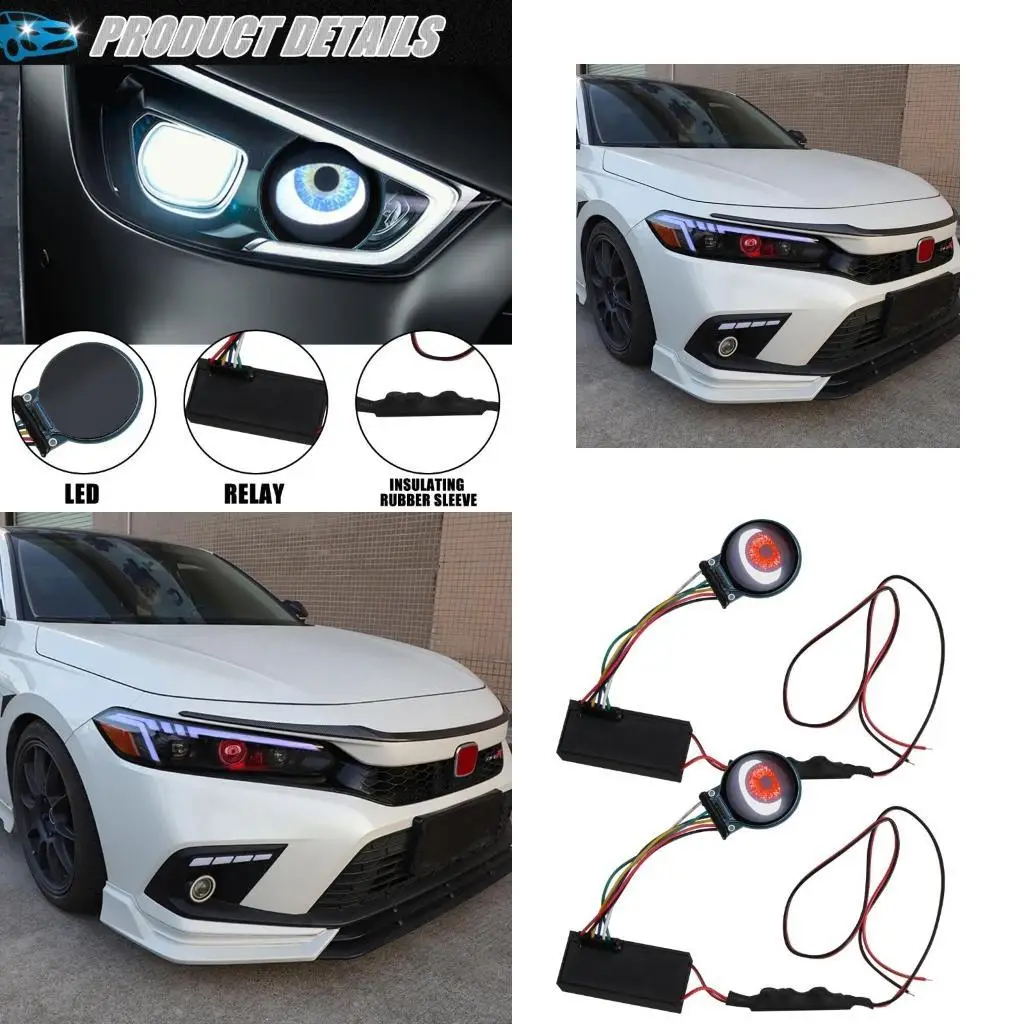 

02de Dynamic Demons Eye Car Motorcle Motorcle Furlight Узг Узел автомобильная линза Модернизация