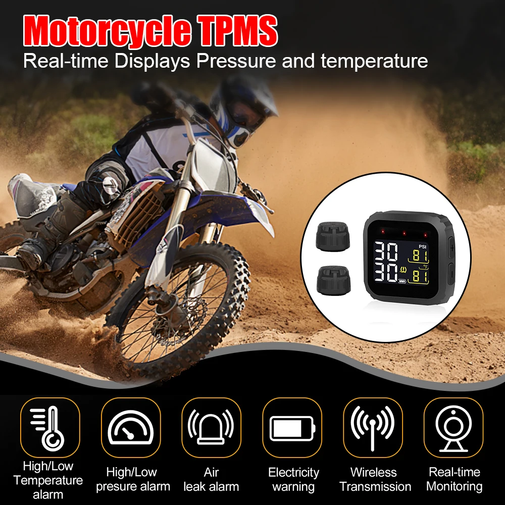 0~116Psi/8Bar Sensors Motorcycle TPMS Tire Pressure Monitoring System M3 Tester Digital Tyre Test Display Motorbike Accessories