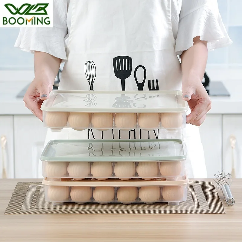 WBBOOMING Refrigerator Egg Storage Box Kitchen Refrigerator Household Preservation Storage Box Dumpling Plastic Storage Box