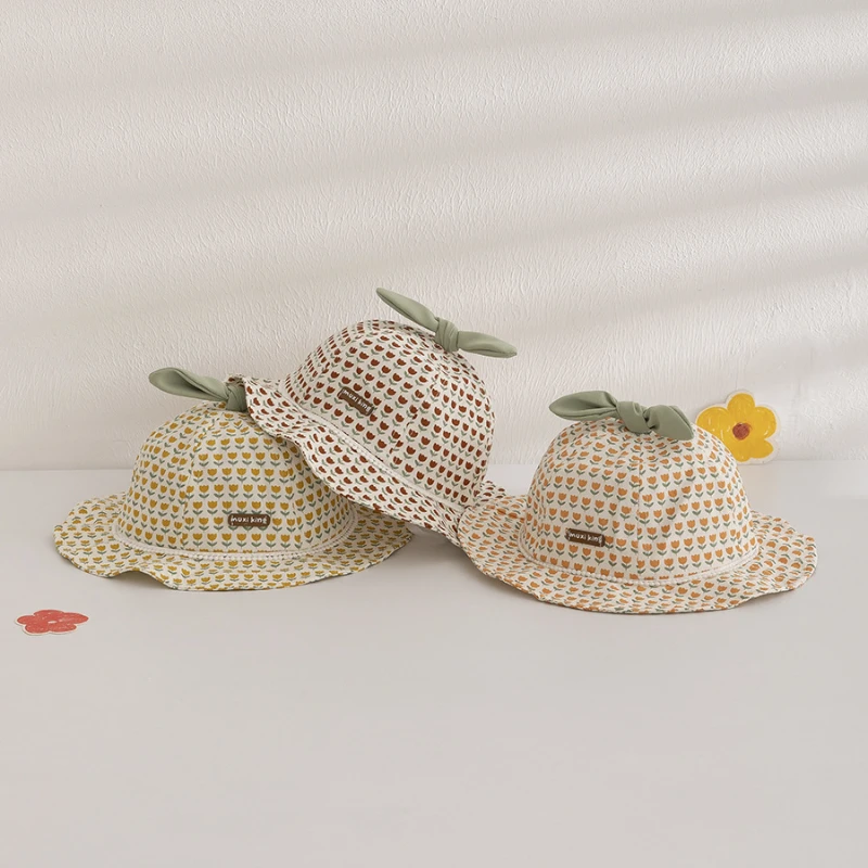 Children Spring and Summer Small Fresh Flowers for Girls Fisherman Hat Pastoral Style Outdoor Baby Sun Hat for Men