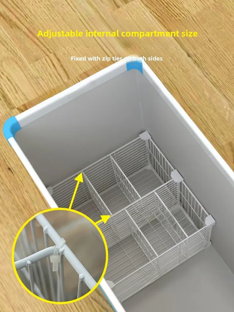 

Freezer Organizer Ra Metal Adjustable Divided elf for Refrigerator Ice Chest Internal Storage Solution Household Tool