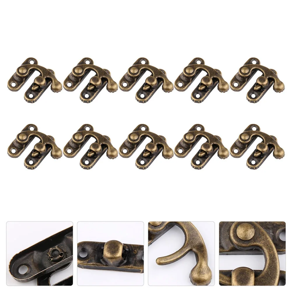 

25Pcs Lock Latch Box Clasp Heavy Duty Iron Horn Lock for Wood Jewelry Boxes Chests Cases Bronze Tone Swing Arm Hasp