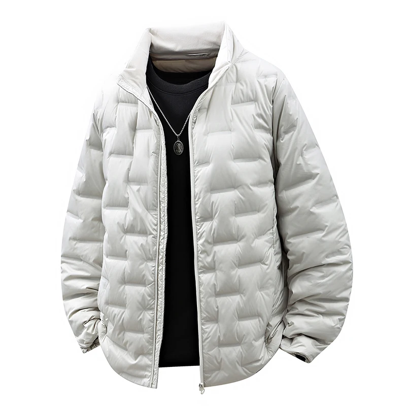 

Легкая зимняя куртка-пуховик для мужчин, без капюшона, с воротником-стойкой, теплая, унисекс, нейтральная верхняя одежда, премиум-класса