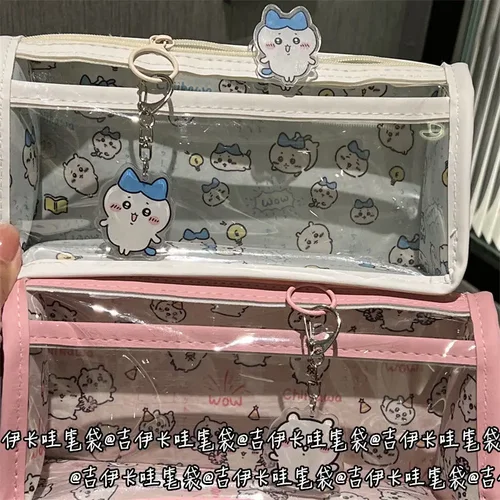Imagen 2 del producto 2025 Estuche de lápices transparente Kawaii, bolsa para bolígrafos, bolsa de cosméticos Capybara de gran capacidad, organizador de papelería