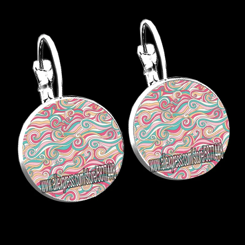 Handdrawn Wave Pattern Earrings Abstract Wave Art Glass Earrings Design Sense Handdrawn Lines Women's Jewelry Earrings